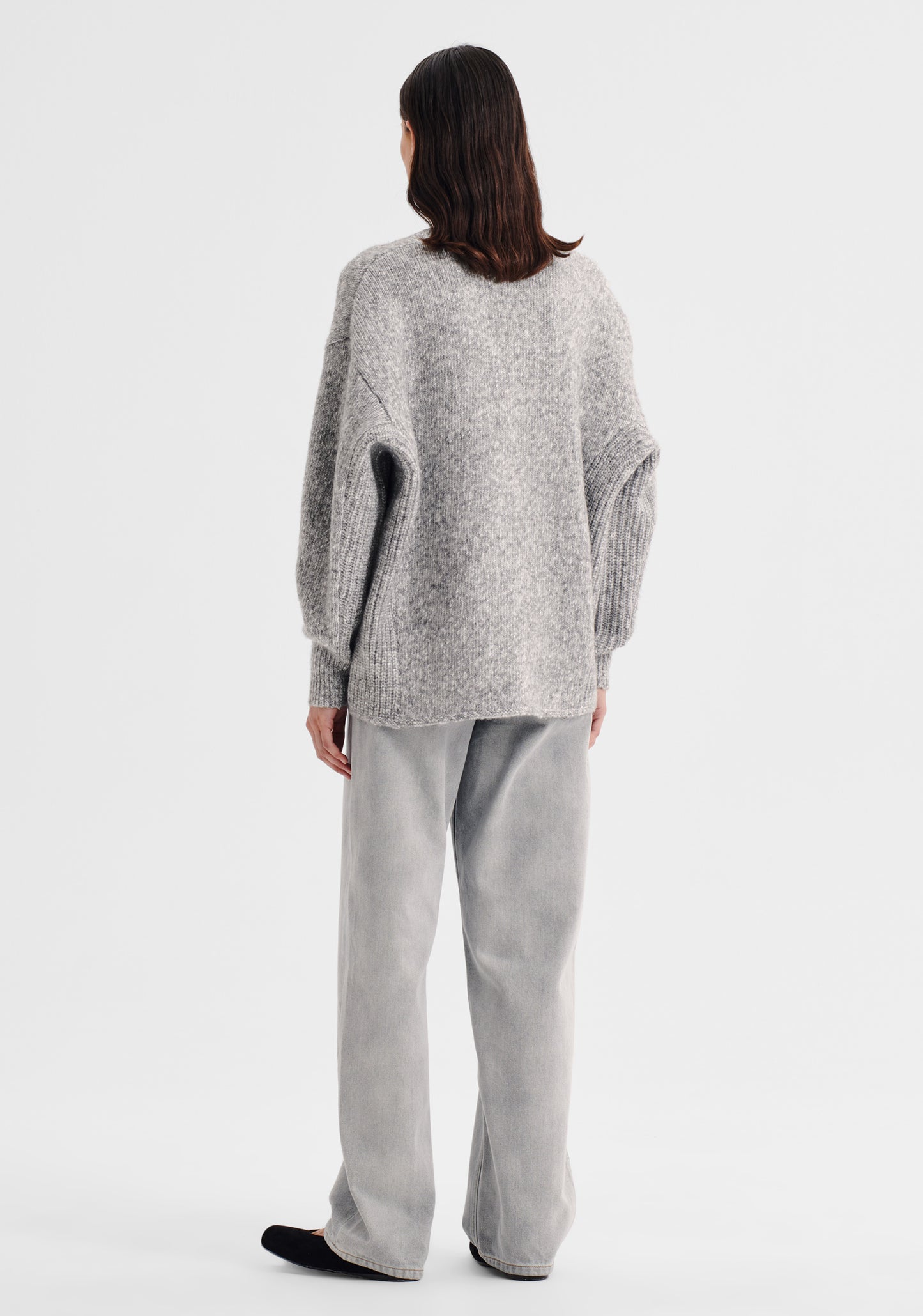KNIT ZOE CARDIGAN - GREY MARLE