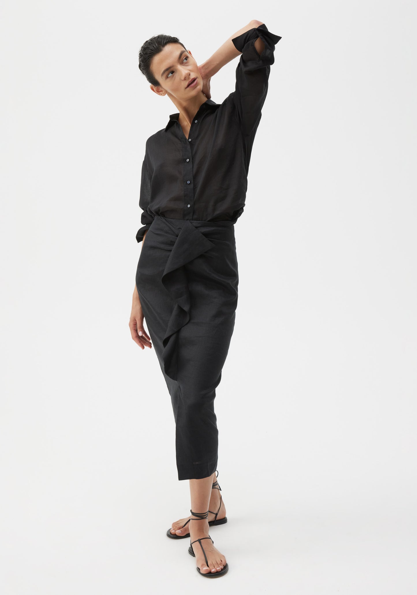 SKIRT SAVASI LINEN - BLACK