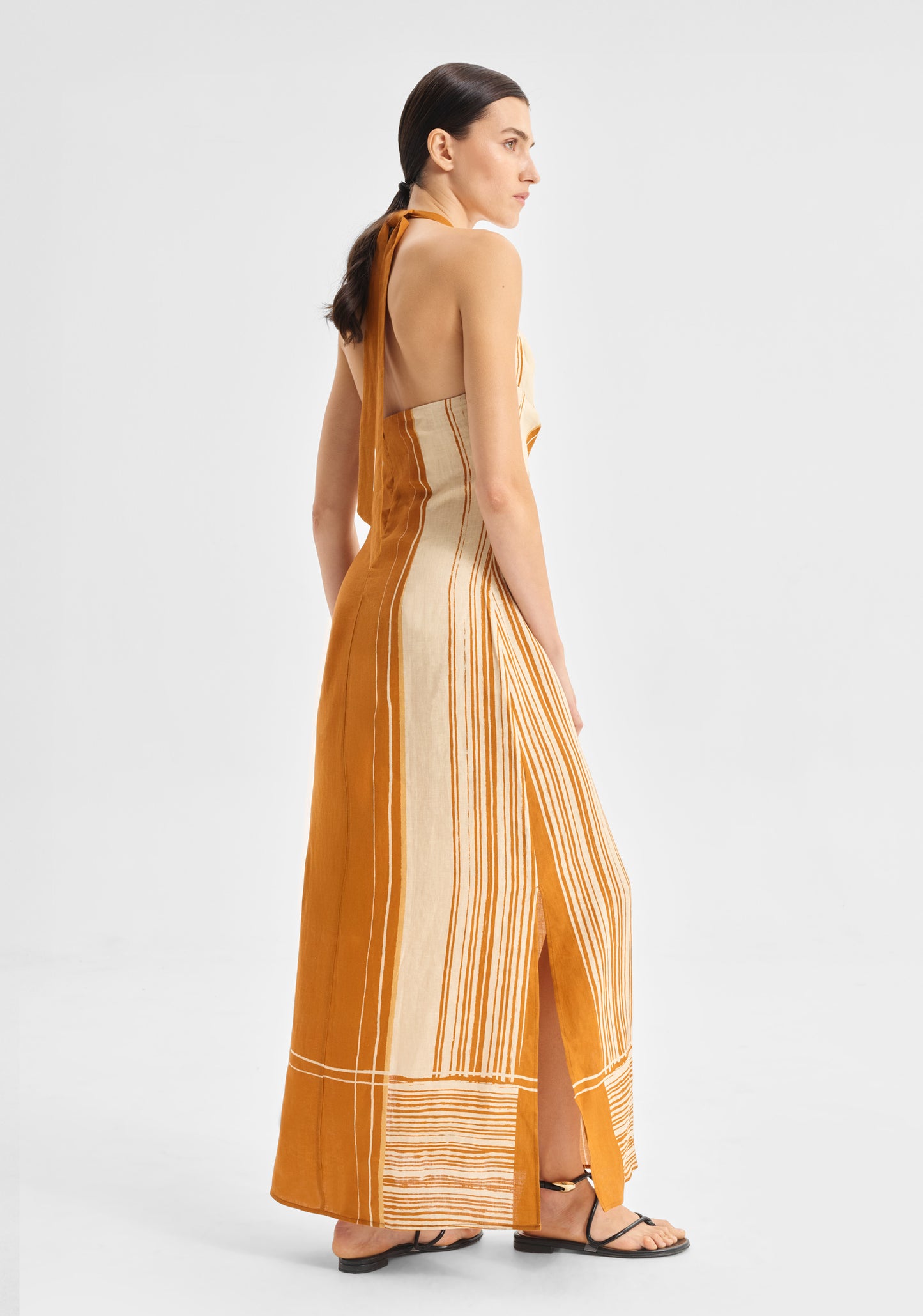 DRESS ARIES LINEN HALTER DRESS - SPICE