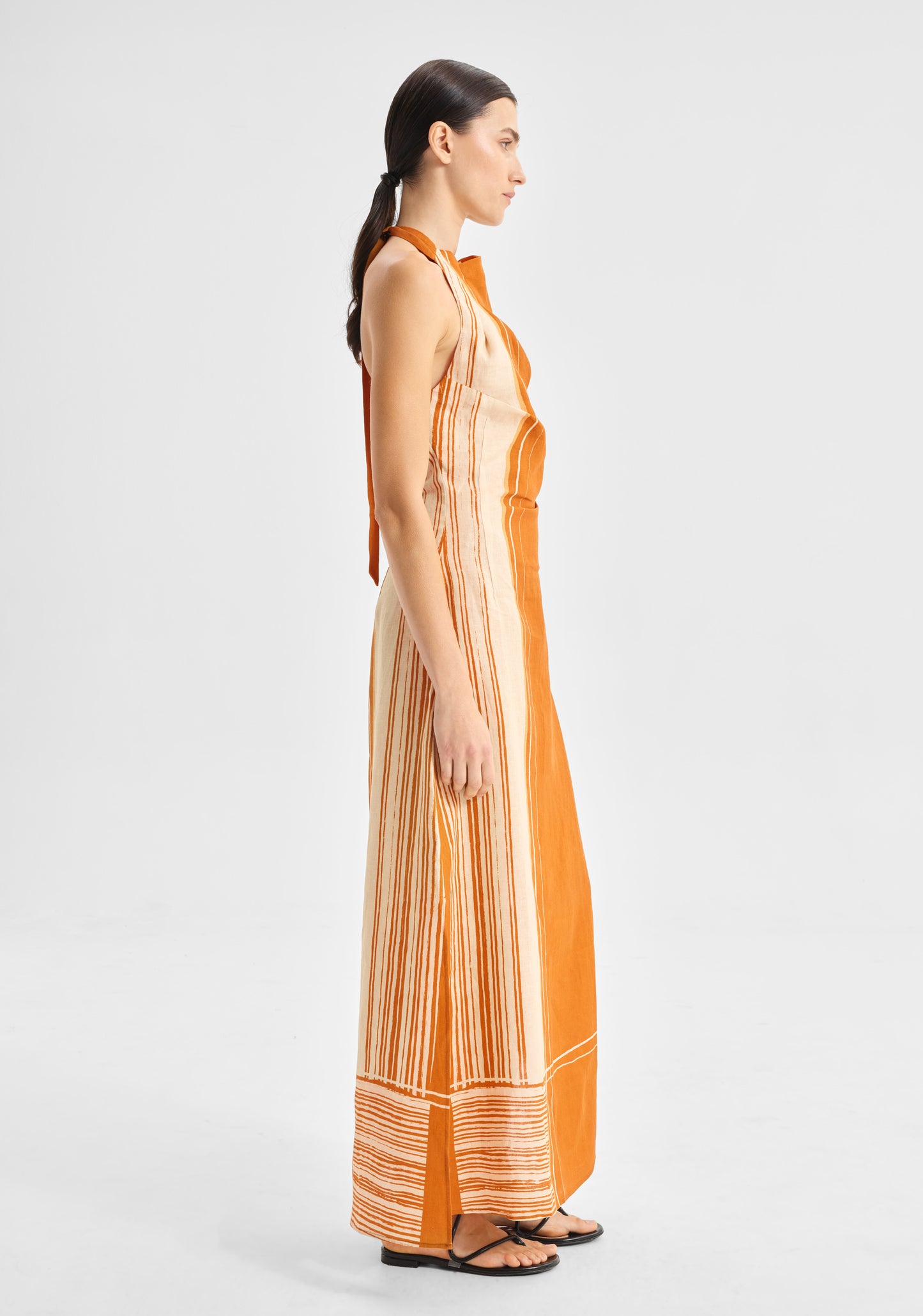 DRESS ARIES LINEN HALTER DRESS - SPICE