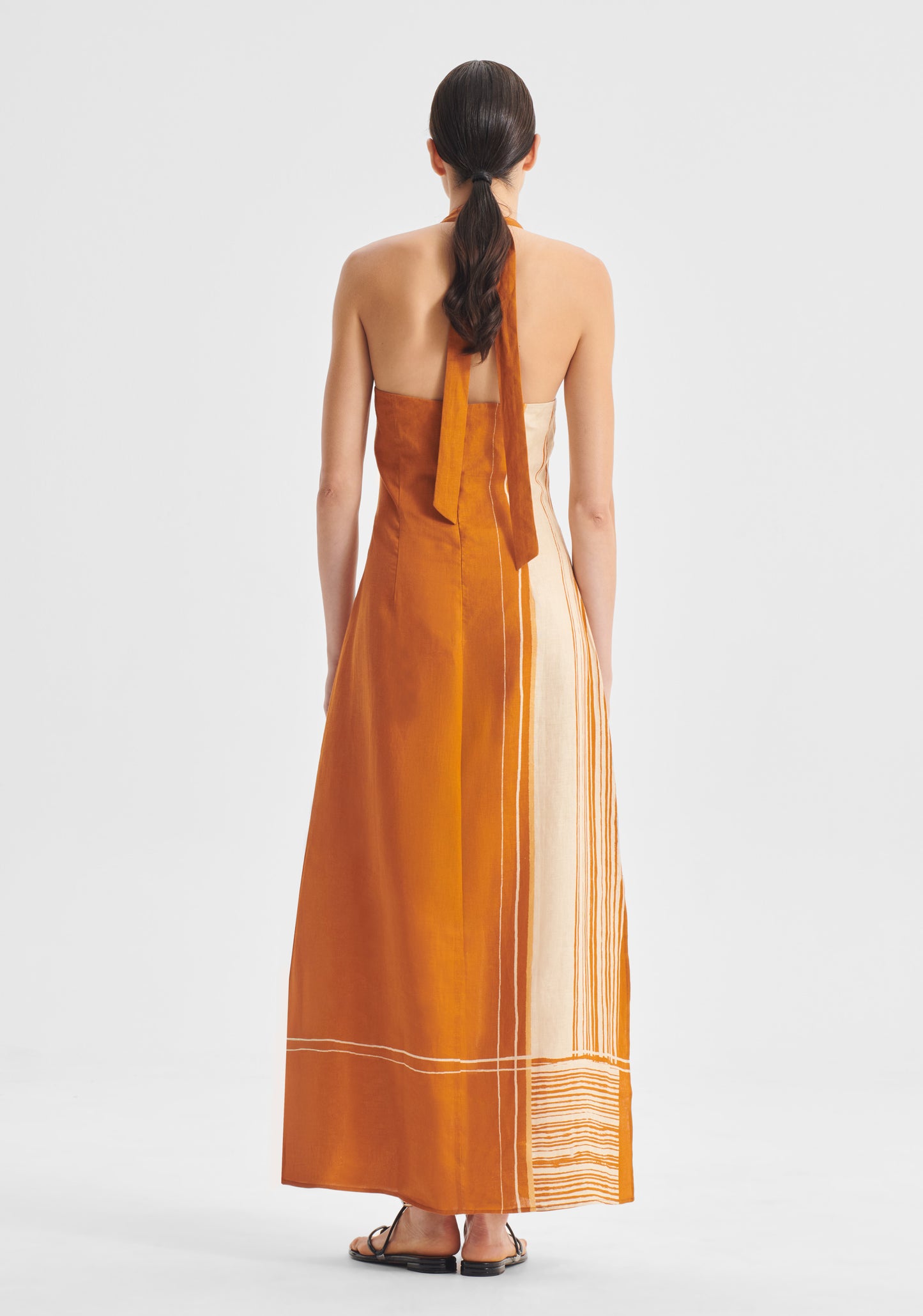DRESS ARIES LINEN HALTER DRESS - SPICE