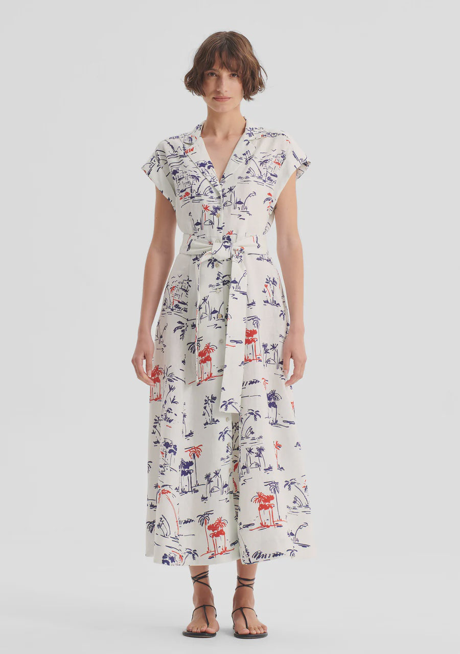 DRESS CAPRI LINEN SHIRT DRESS