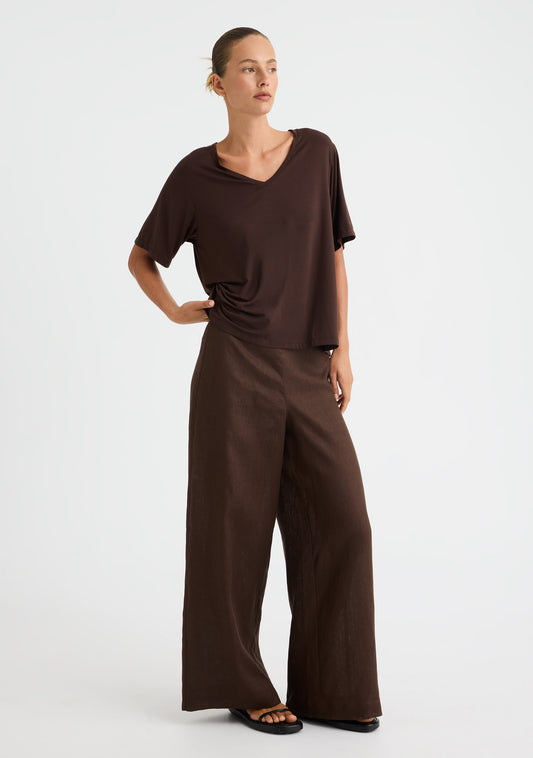 TEE MILLIE V-NECK - ESPRESSO