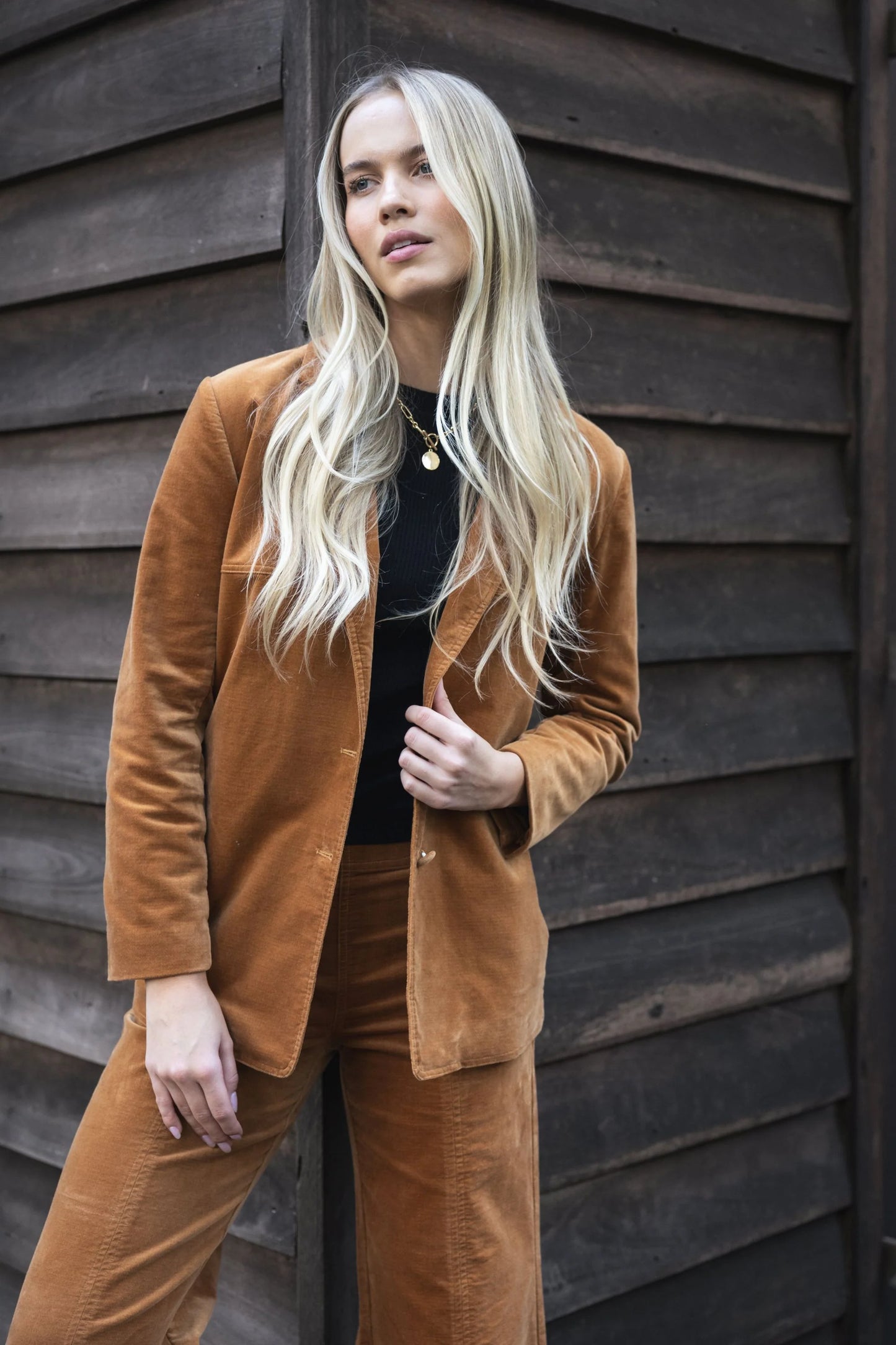 COAT VA VA VELOUR - CAMEL