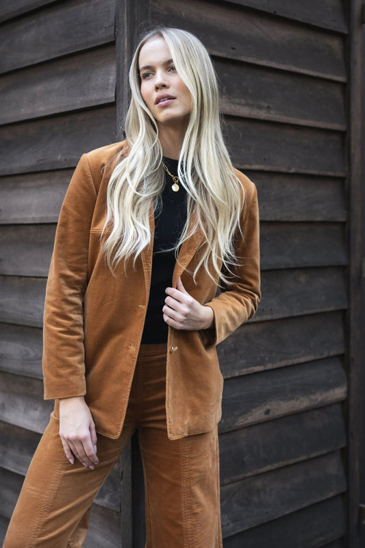 COAT VA VA VELOUR - CAMEL