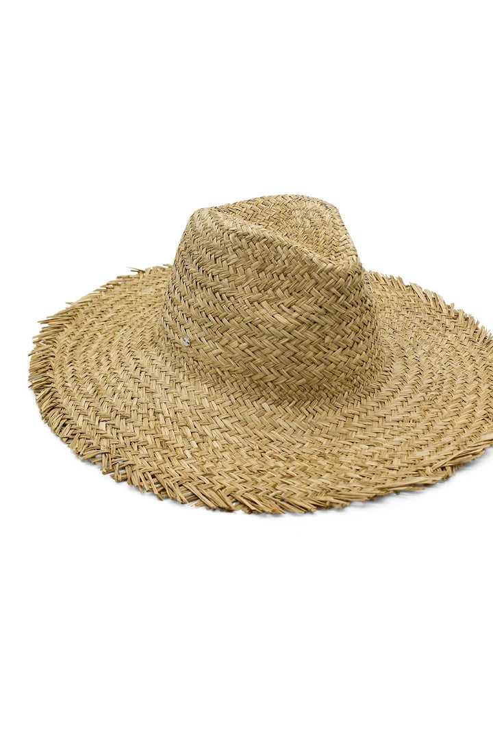 HAT LIETA WOVEN STRAW FEDORA - NATURAL BEIGE