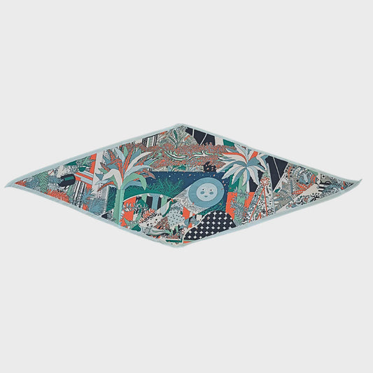 SCARF SATIN BLUE & ORANGE
