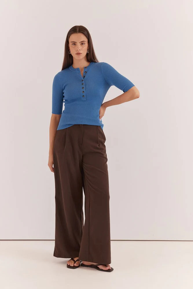 TROUSER NATALIE WIDE LEG - CHOCOLATE