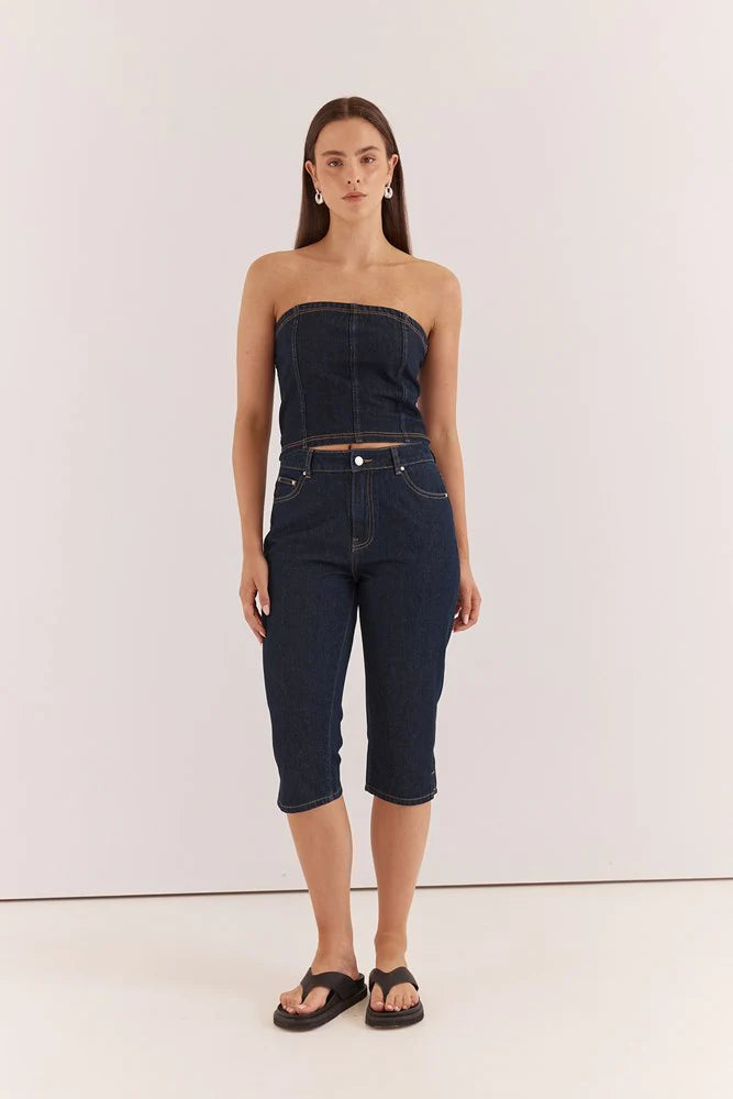 SHORT LELA DENIM PEDAL PUSHER