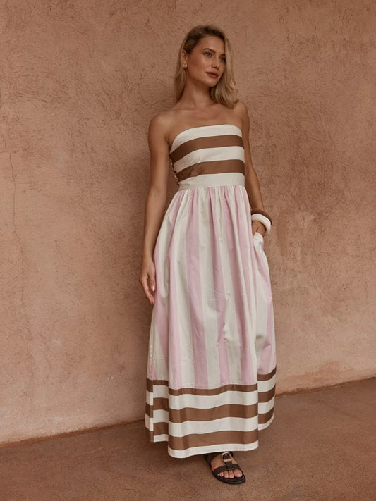 DRESS NEA SPLICED STRAPLESS - NEAPOLITAN