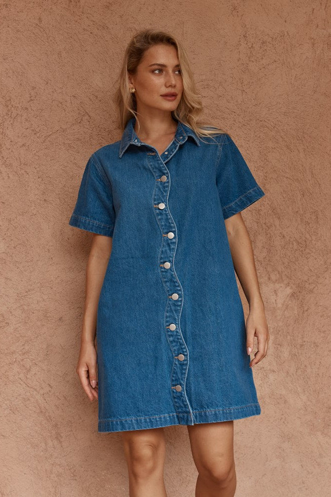PEPE WAVE DENIM DRESS
