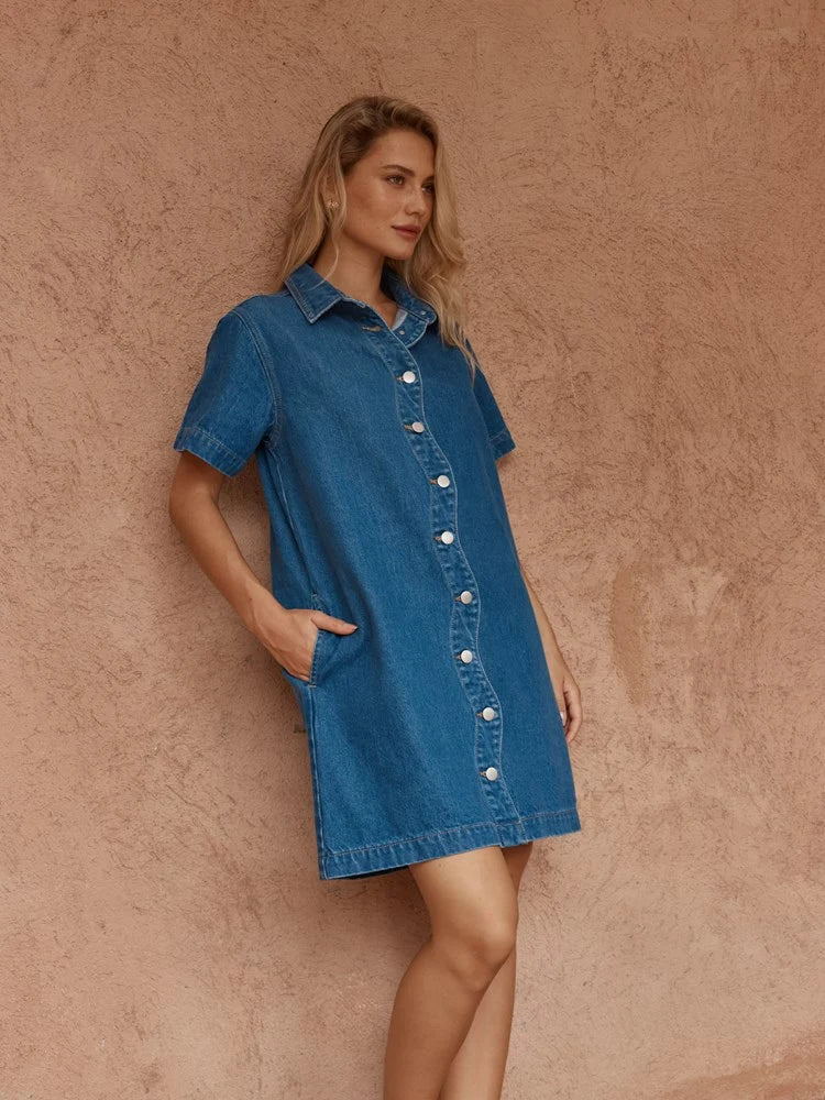PEPE WAVE DENIM DRESS