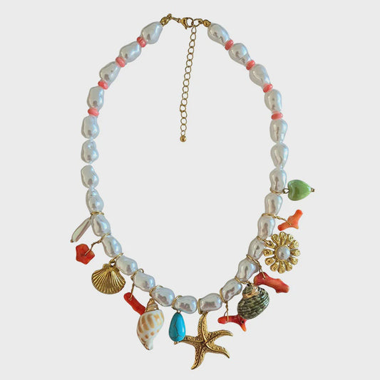 NECKLACE PEARL CHARM - SHELL