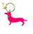 KEYRING - SAUSAGE DOG AND BONE - NEON PINK