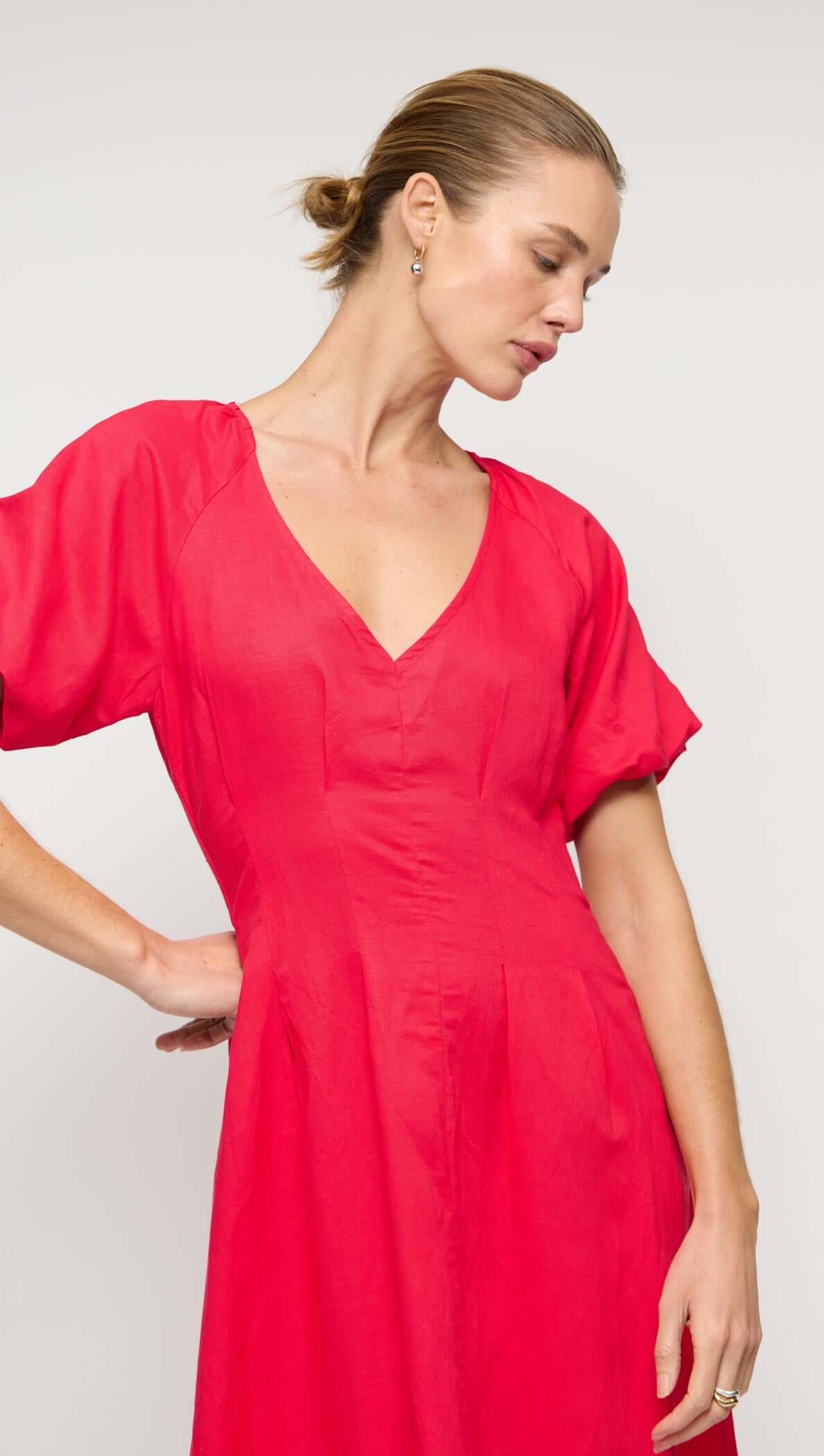 DRESS VALENTINA V-NECK MIDI