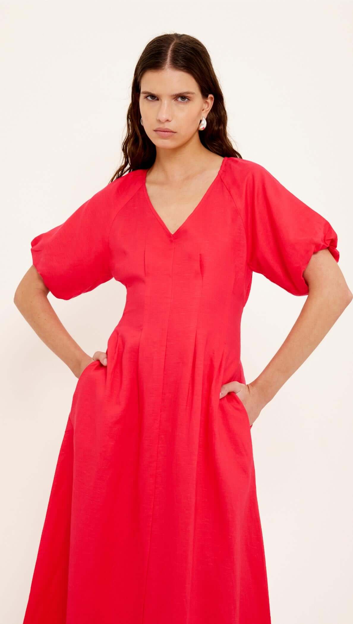 DRESS VALENTINA V-NECK MIDI