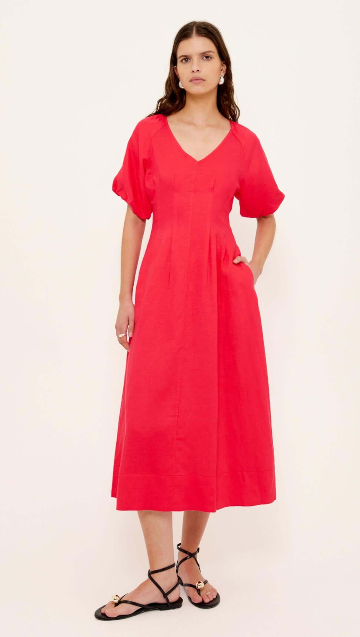 DRESS VALENTINA V-NECK MIDI