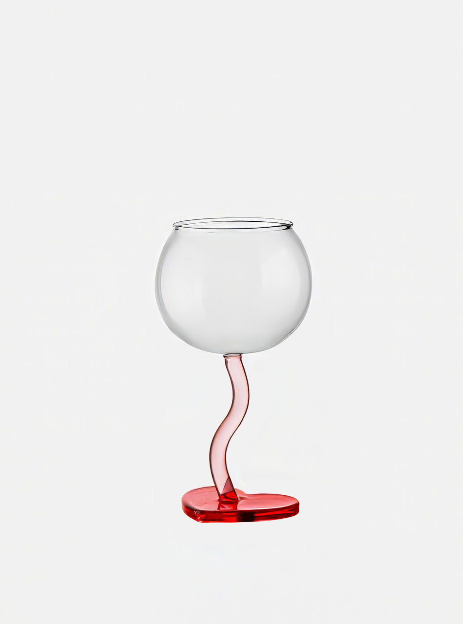 GLASS L'AMOUR BURGUNDY HEART BASE