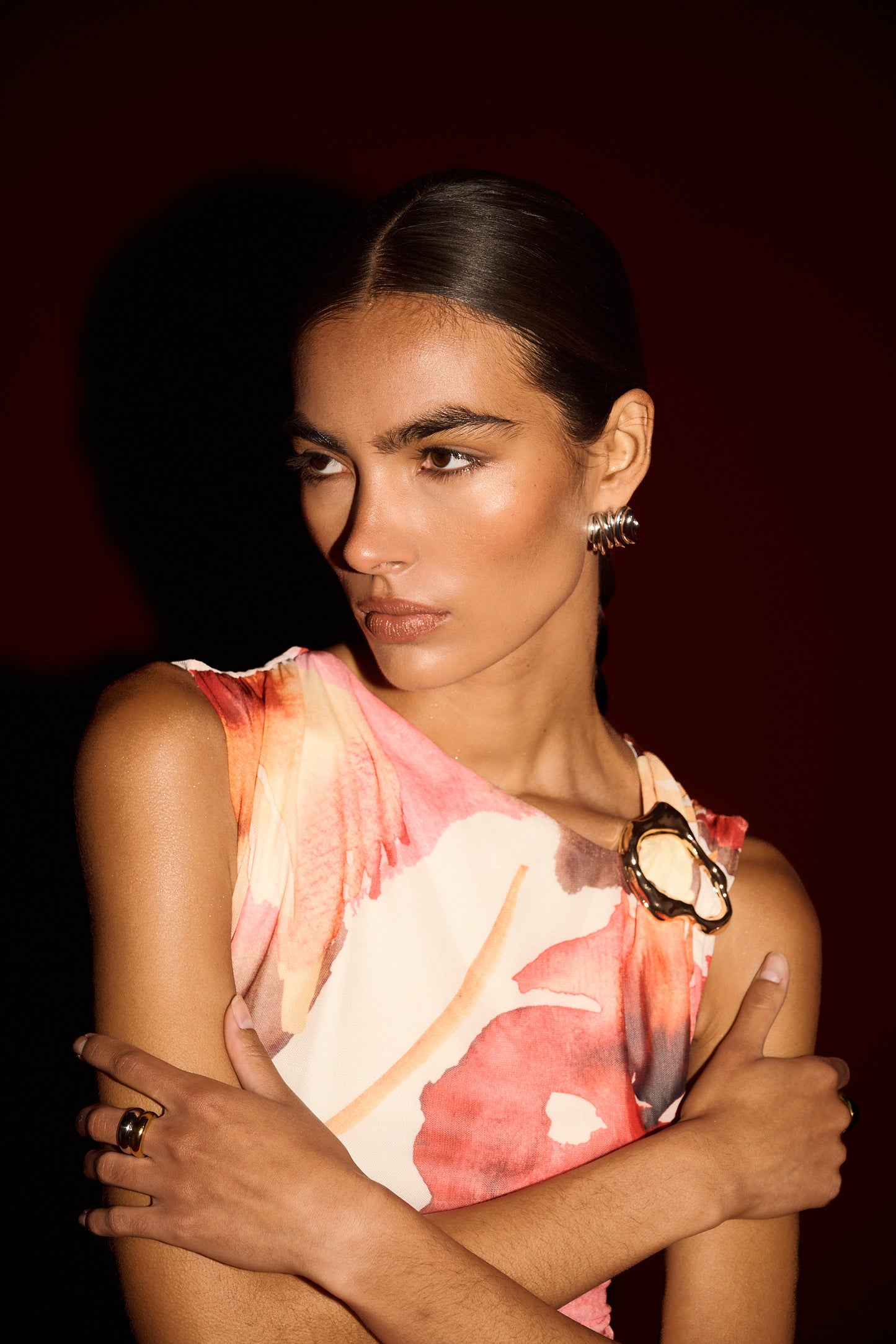 DRESS KAIA MESH MIDI - ABSTRACT FLORAL
