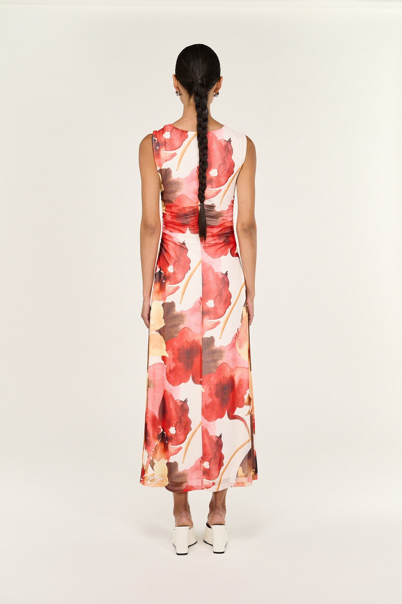 DRESS KAIA MESH MIDI - ABSTRACT FLORAL