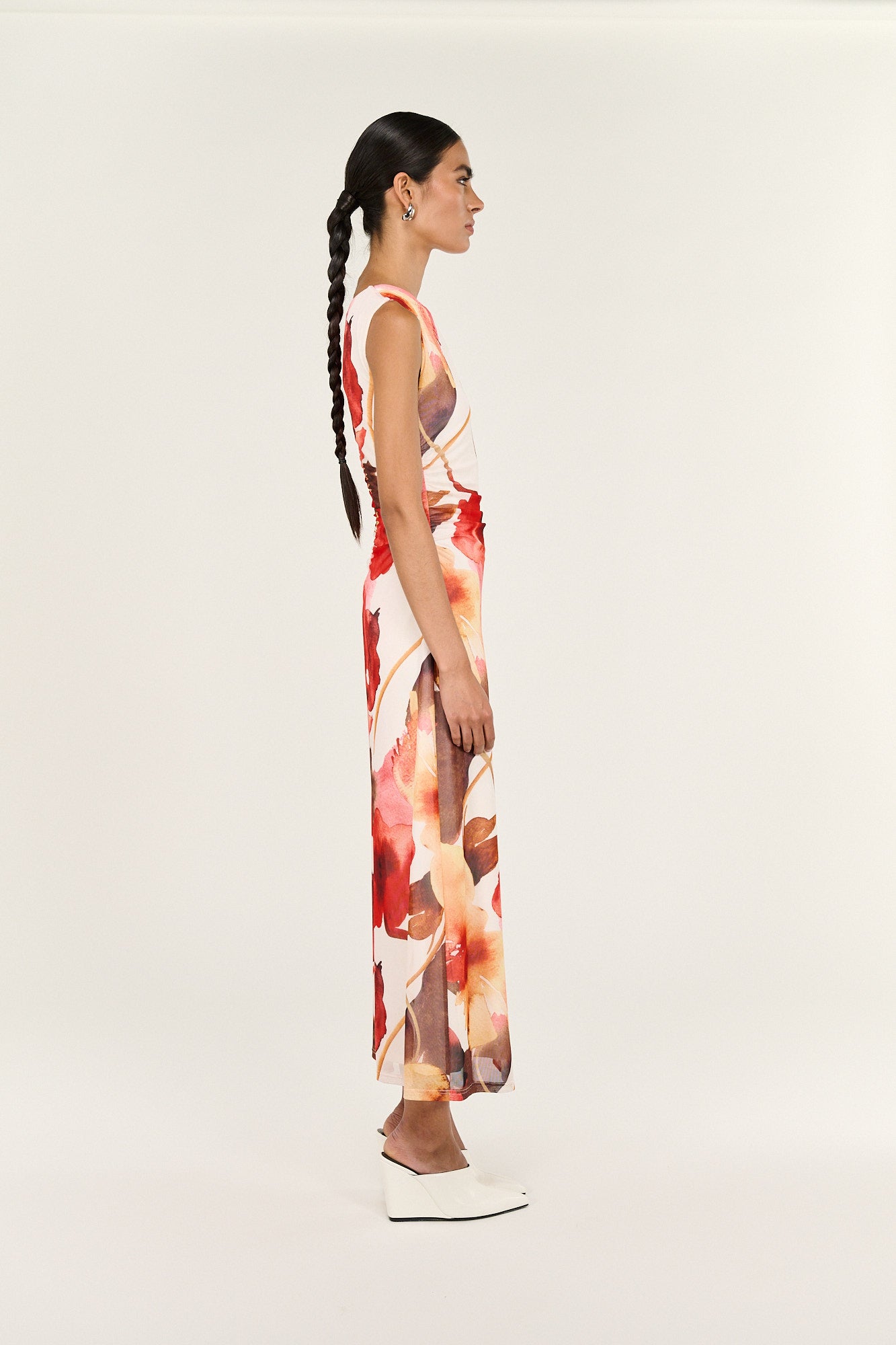 DRESS KAIA MESH MIDI - ABSTRACT FLORAL