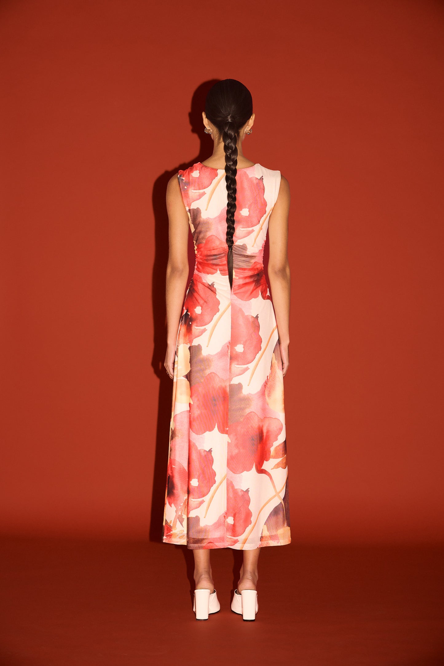 DRESS KAIA MESH MIDI - ABSTRACT FLORAL