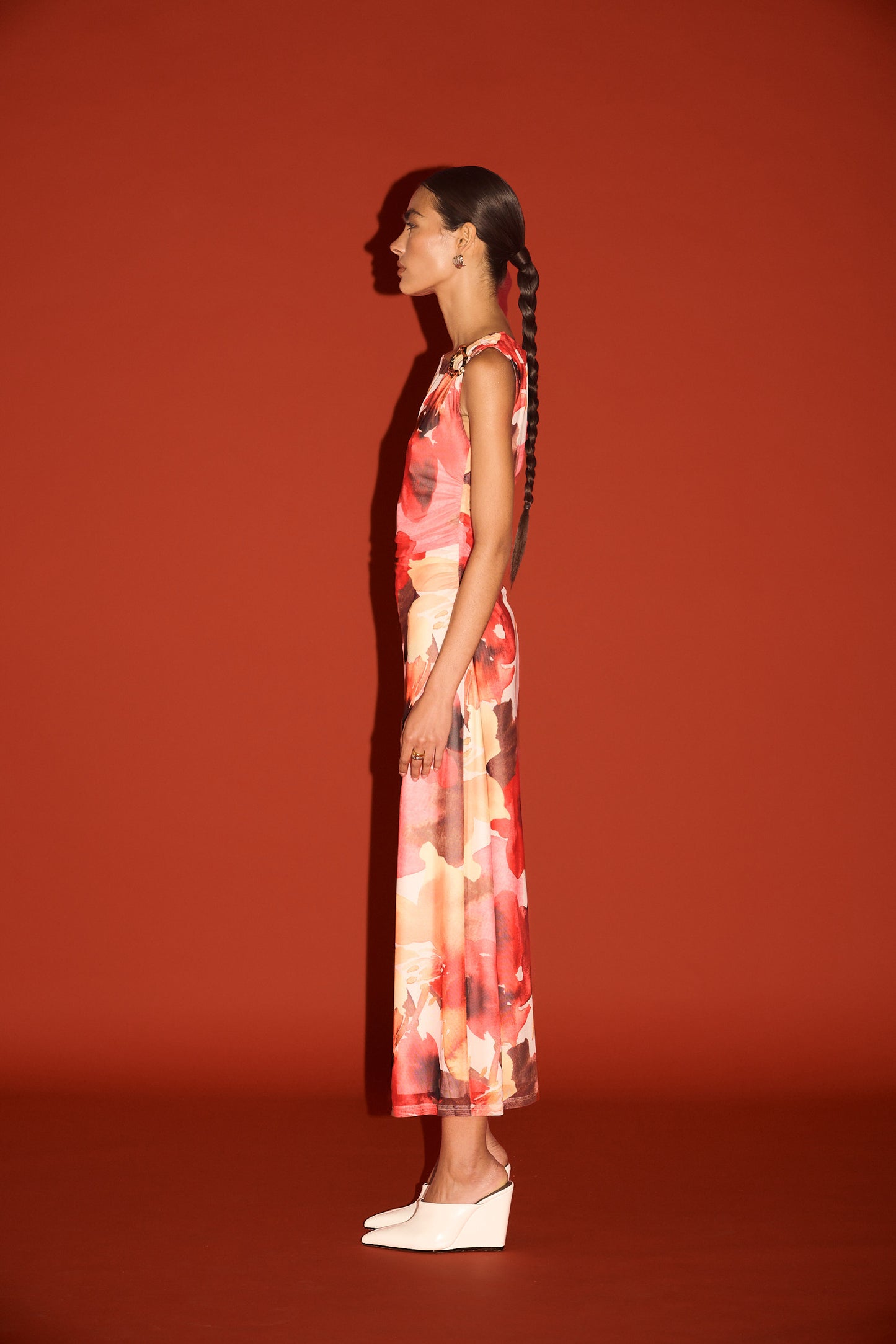 DRESS KAIA MESH MIDI - ABSTRACT FLORAL