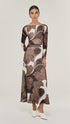 DRESS ULLA MESH MIDI - ABSTRACT LEAF