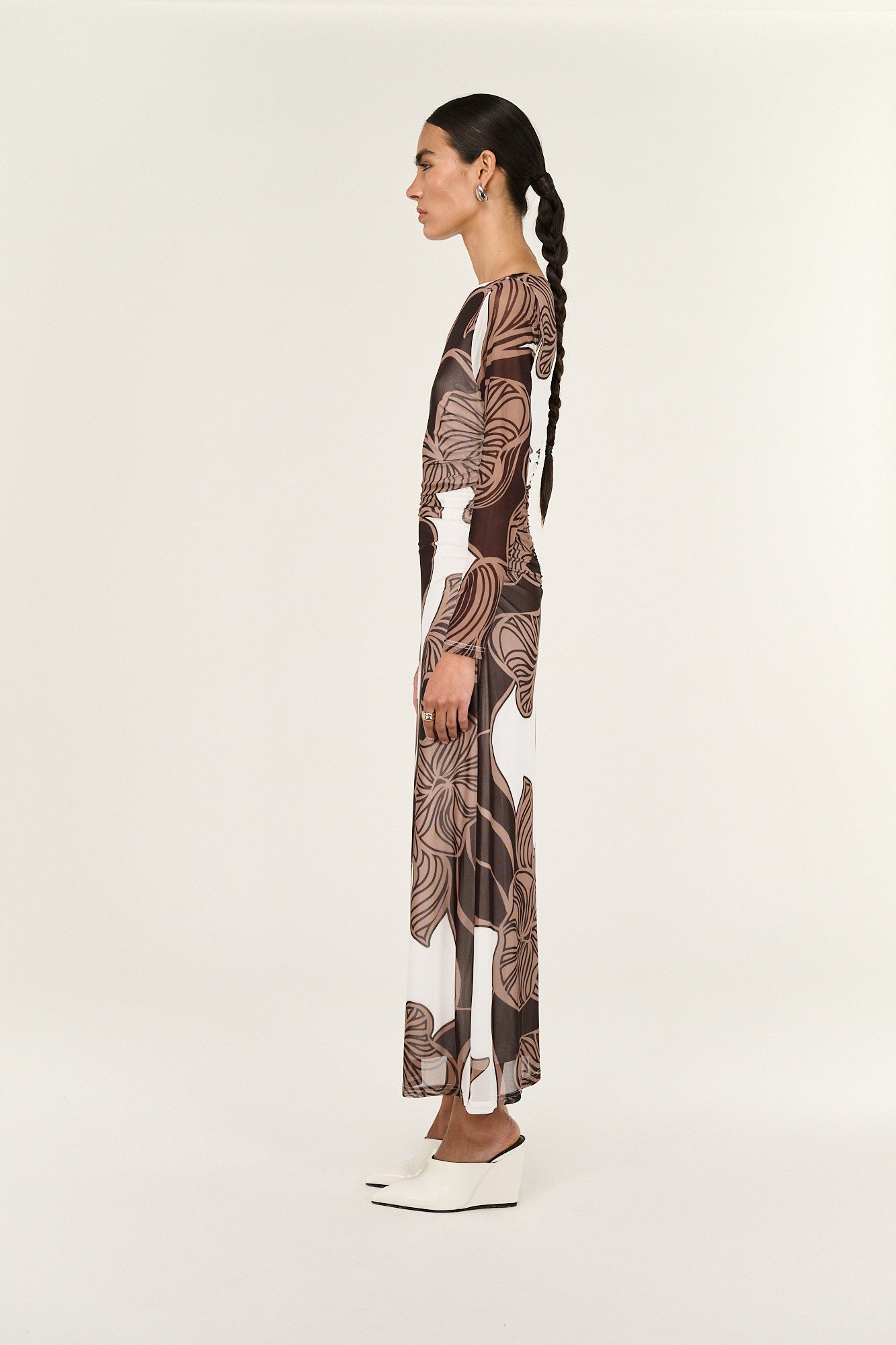DRESS ULLA MESH MIDI - ABSTRACT LEAF