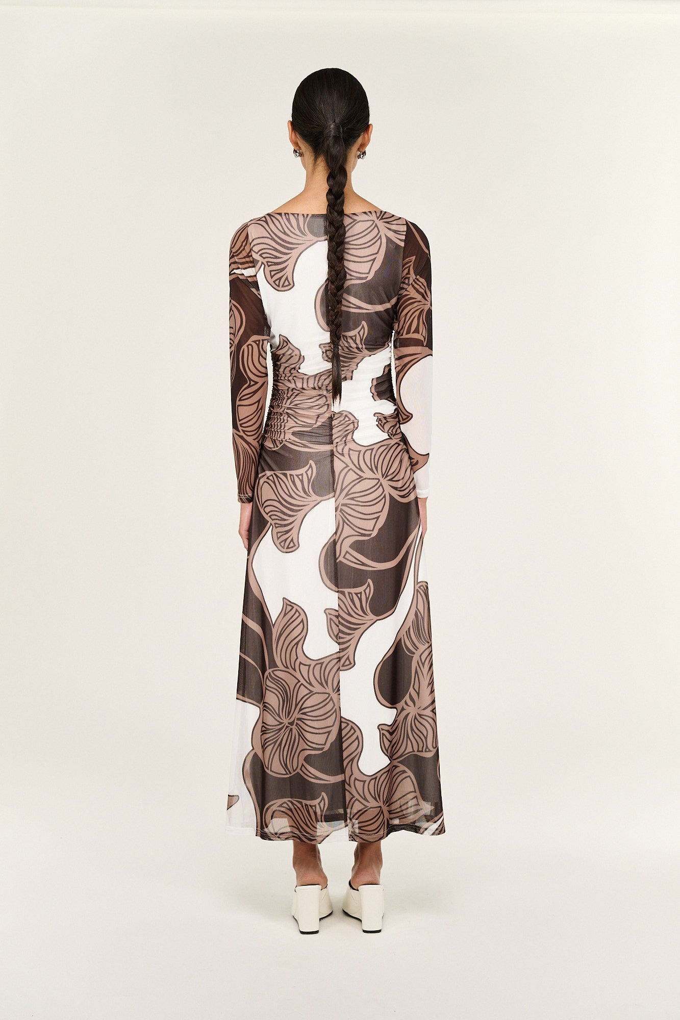 DRESS ULLA MESH MIDI - ABSTRACT LEAF