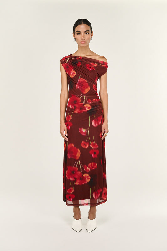 DRESS - VIVI MESH ASYM MIDI