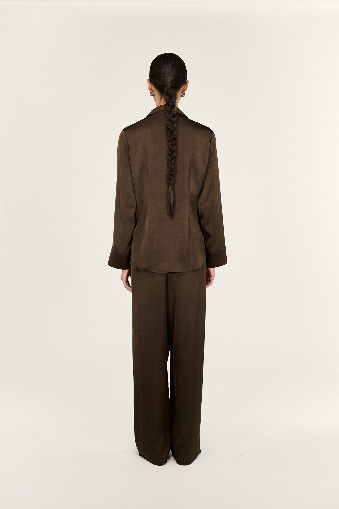 SHIRT SOLACE PINTUCK CINCHED WAIST - CHOCOLATE