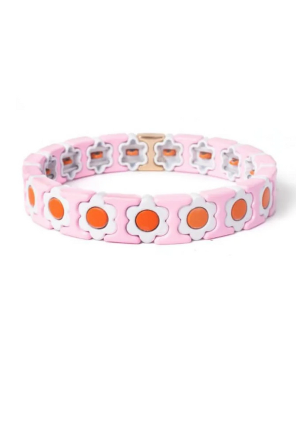 BRACELET - DAISY CHAIN - PINK/WHITE/ORANGE