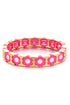 BRACELET DAISY CHAIN - GOLD/HOT PINK/PALE PINK