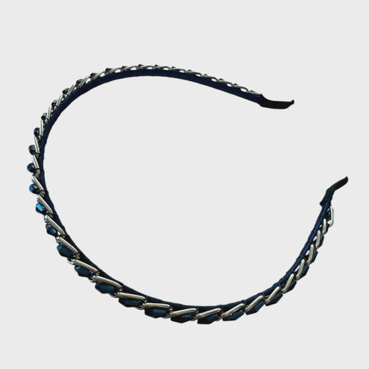 HEADBAND CHER THIN RHINESTONE NAVY