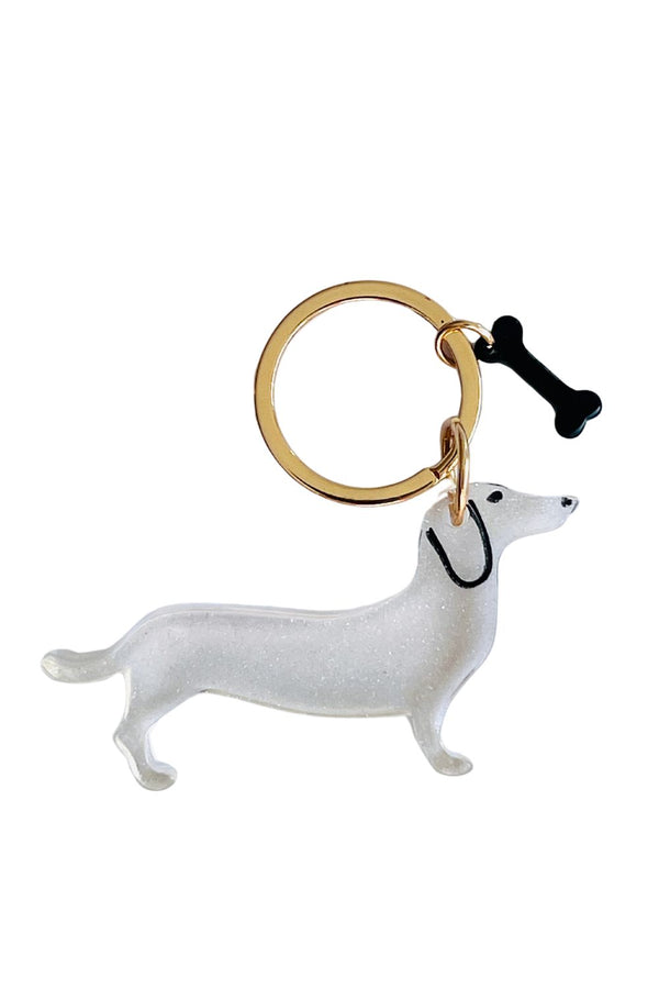 KEYRING - SAUSAGE DOG - CLEAR
