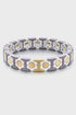 BRACELET - DAISY CHAIN - TAUPE WHITE & GOLD