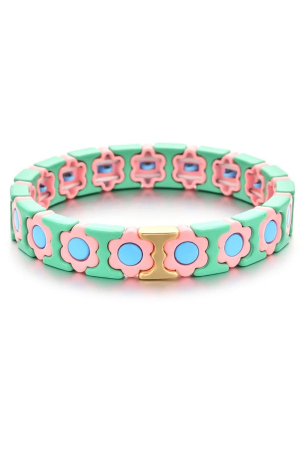 BRACELET DAISY CHAIN - MINT/PINK/AQUA