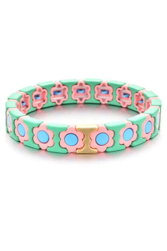 BRACELET DAISY CHAIN - MINT/PINK/AQUA