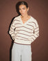 JUMPER ELARA POLO - CREAM/CHOCOLATE