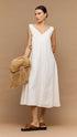 DRESS NYLA MIDI - WHITE/LATTE