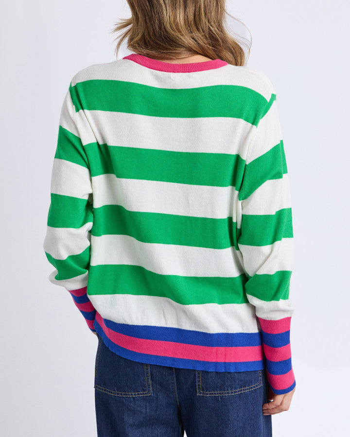 KNIT LONGSLEEVE REGGIE - GREEN/WHITE STRIPE