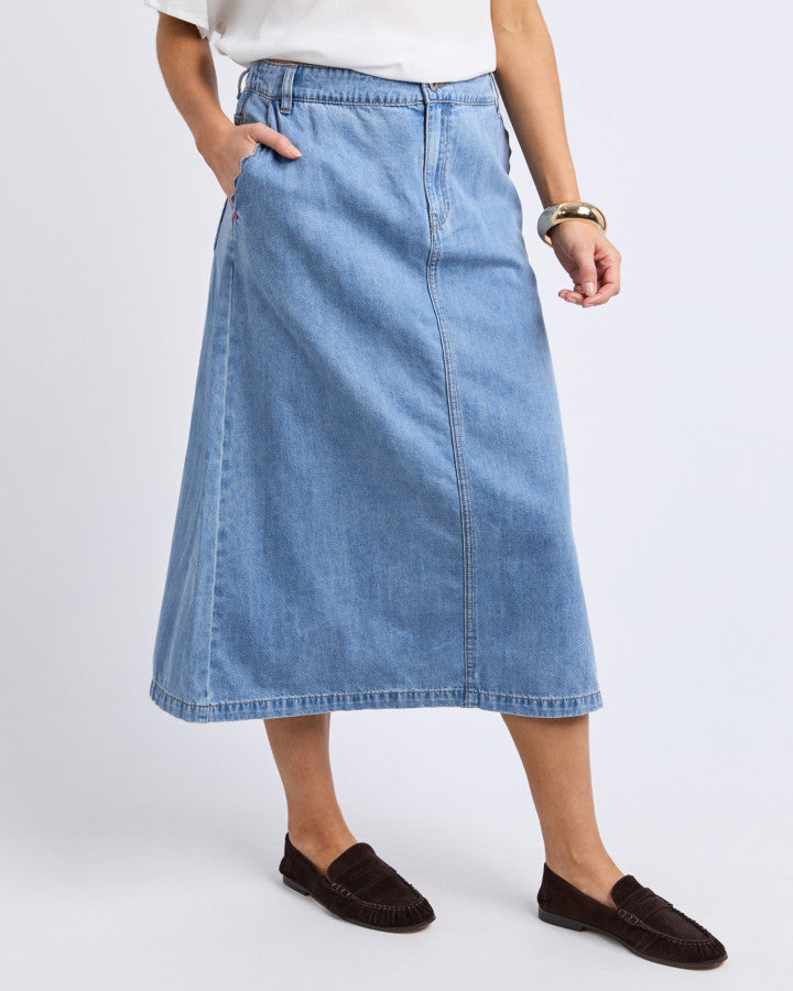 SKIRT DENIM SCALLOP EDGE