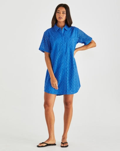 DRESS STEVA SHIRTDRESS - BRIGHT BLUE