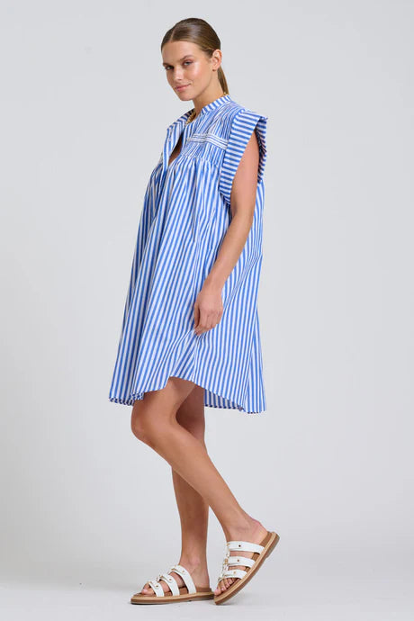 DRESS BELLA - MID BLUE STRIPE