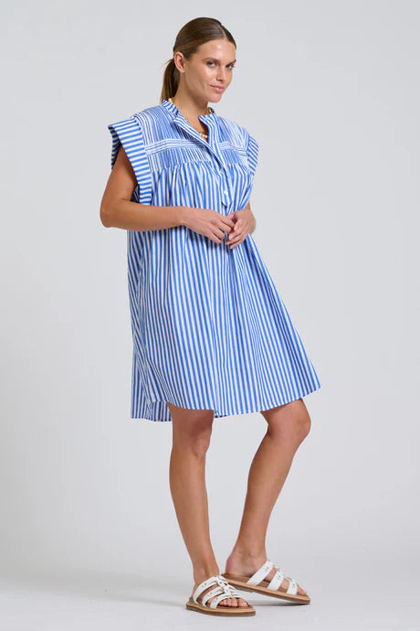 DRESS BELLA - MID BLUE STRIPE