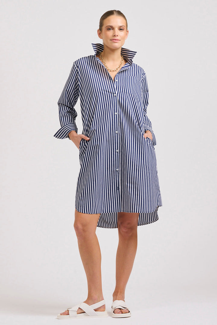 SHIRT DRESS CLASSIC COTTON - FRENCH NAVY STRIPE