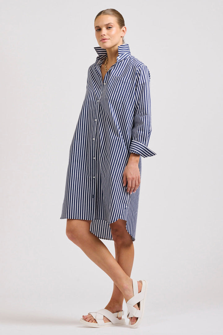 SHIRT DRESS CLASSIC COTTON - FRENCH NAVY STRIPE
