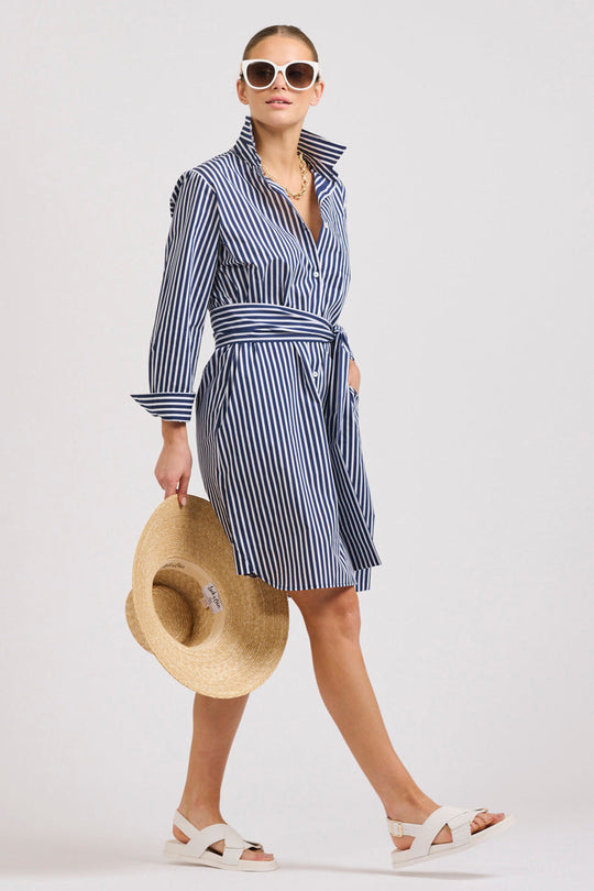 SHIRT DRESS CLASSIC COTTON - FRENCH NAVY STRIPE