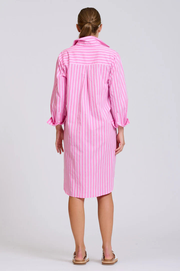 DRESS CLASSIC SHIRTDRESS - DOUBLE PINK STRIPE